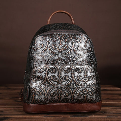 Ohja Wax Embossed Leather Travel Backpack by Wolph