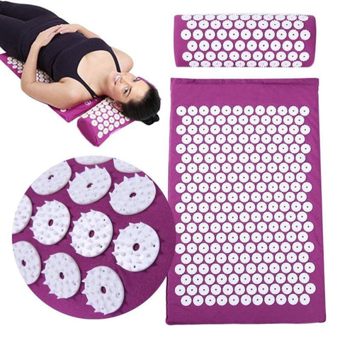 Flat Acupuncture Massage Mat + Pillow for Back Pain Stress Yoga Relief