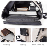 Anti-theft Waterproof Faux Leather Travel Backpack with USB Port for Men